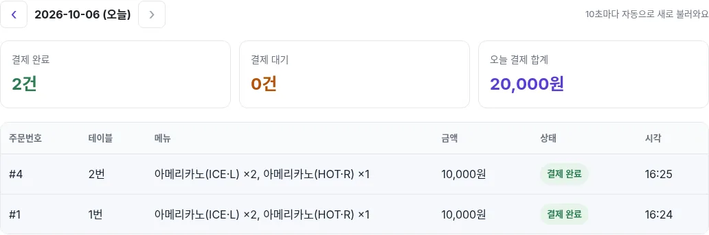 사장님 "주문" 탭